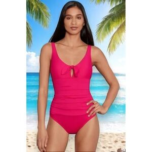 NEW Lauren Ralph Lauren size 6 Front-Tie‎ Tummy-Control One-Piece Swimsuit